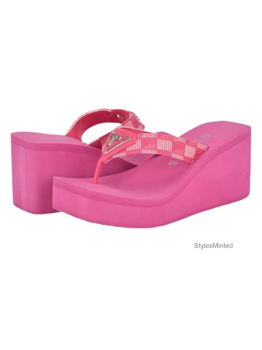 Women's Platform Wedge Thong Sandals with Wide Straps - Y2K Style